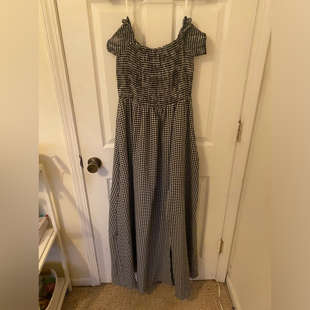Lulus off the shoulder gingham dress